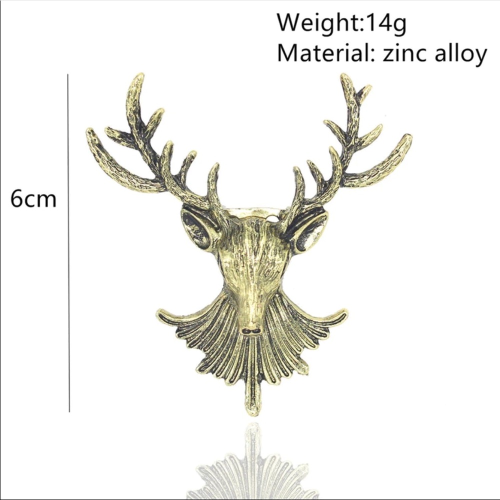 NEW Antique Gold Holiday Reindeer Antler Brooch - Picture 2 of 5